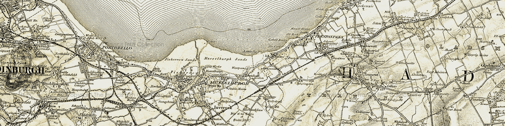 Old map of Levenhall in 1903-1904