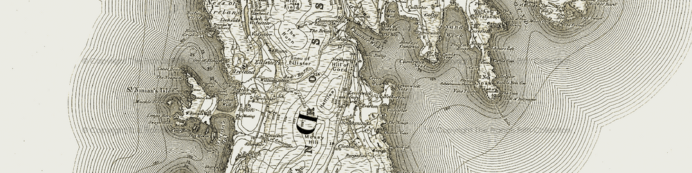 Old map of Levenwick Ness in 1911-1912