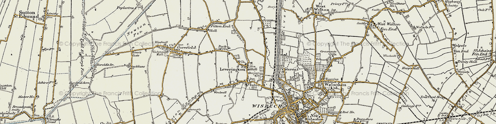 Old map of Leverington in 1901-1902