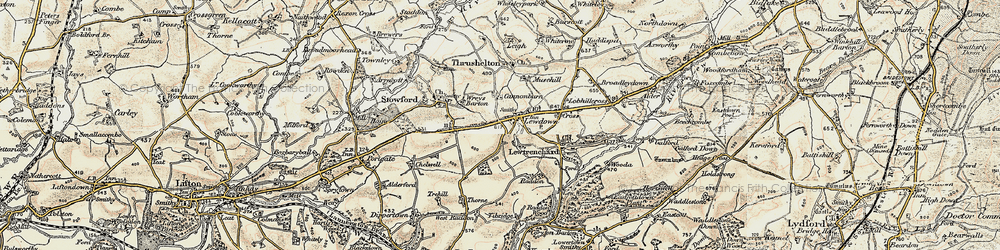 Old map of Lewdown in 1900
