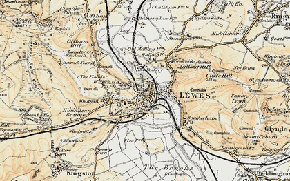 Old map of Lewes in 1898
