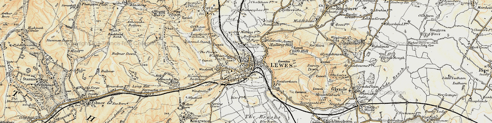 Old map of Lewes in 1898
