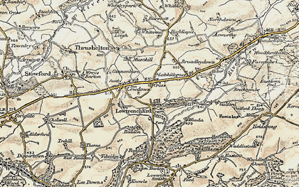 Old map of Lewtrenchard in 1900