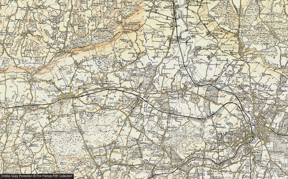 Old Map of Leybourne, 1897-1898 in 1897-1898