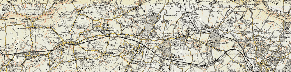 Old map of Leybourne in 1897-1898