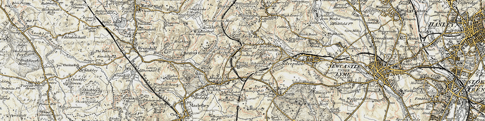 Old map of Leycett in 1902