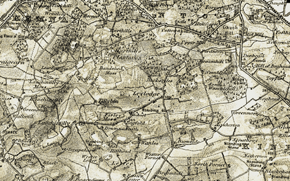 Old map of Aquherton in 1909
