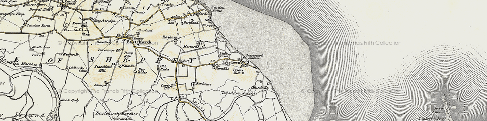 Old map of Leysdown-on-Sea in 1897-1898