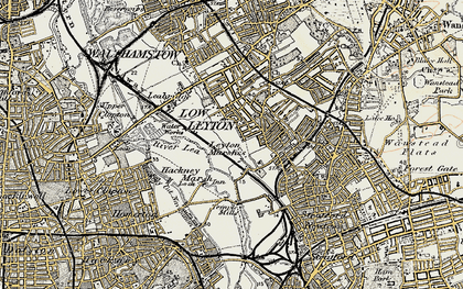 Old map of Leyton in 1897-1898