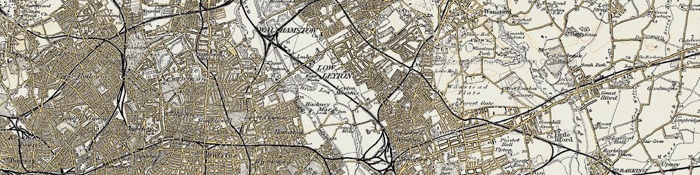 Old map of Leyton in 1897-1898