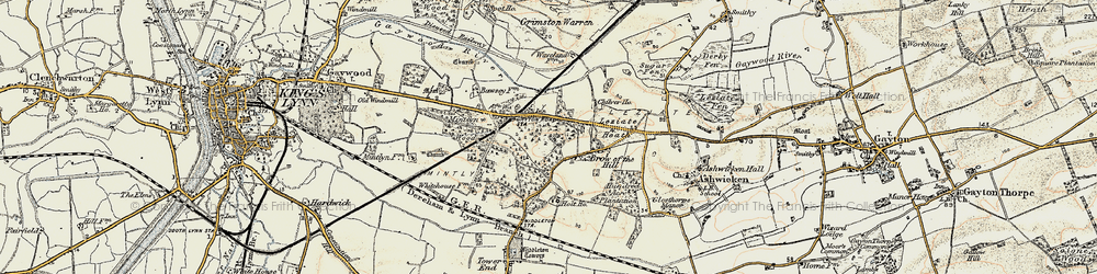 Old map of Leziate in 1901-1902