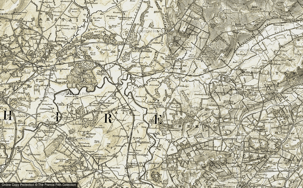 Old Map of Historic Map covering Bowmuir in 1904-1905