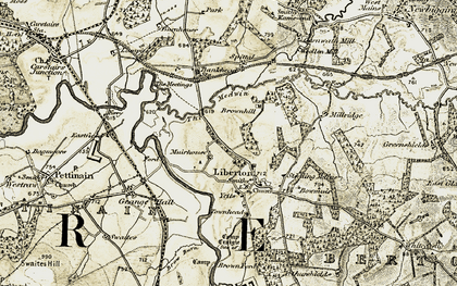Old map of Yett in 1904-1905