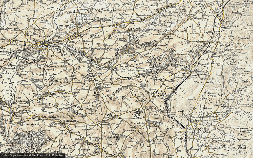 Old Map of Historic Map covering Bowden Hill in 1899-1900