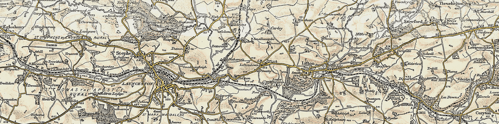 Old map of Liftondown in 1899-1900