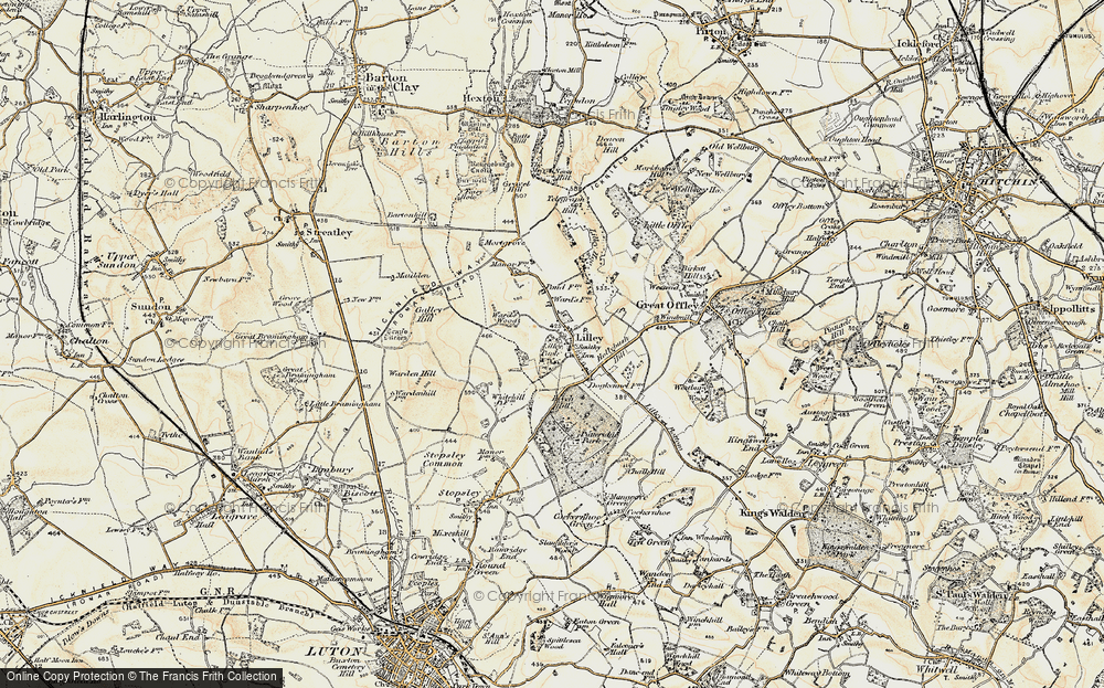 Old Map of Historic Map covering Lilley Wood in 1898-1899