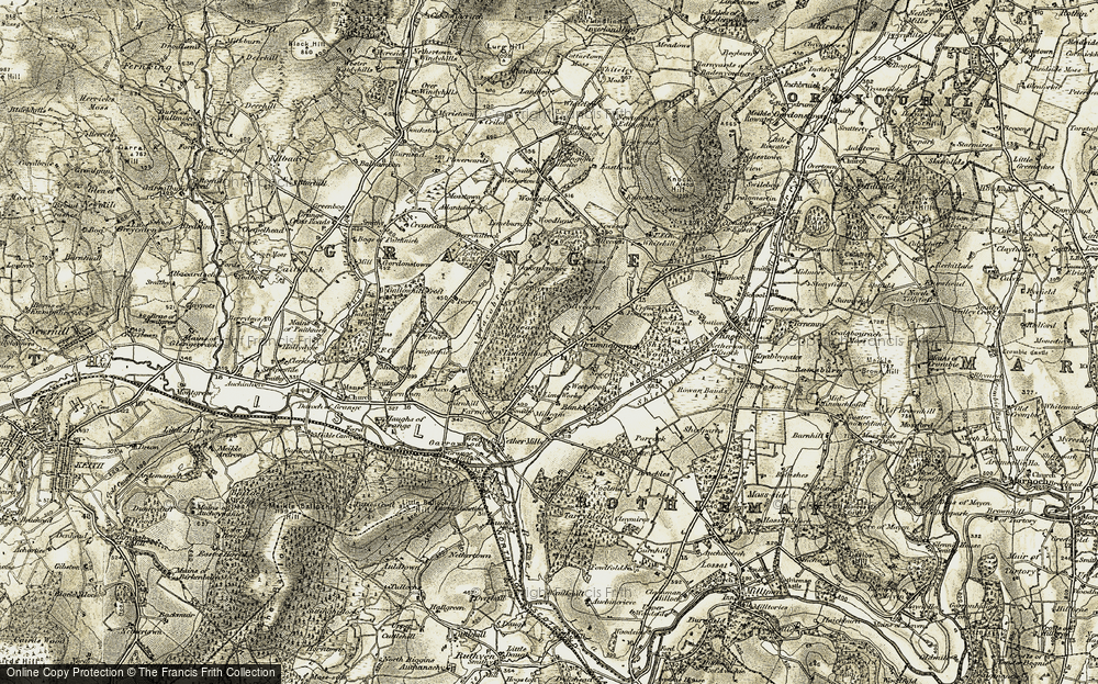 Old Map of Historic Map covering Burn of Braco in 1910