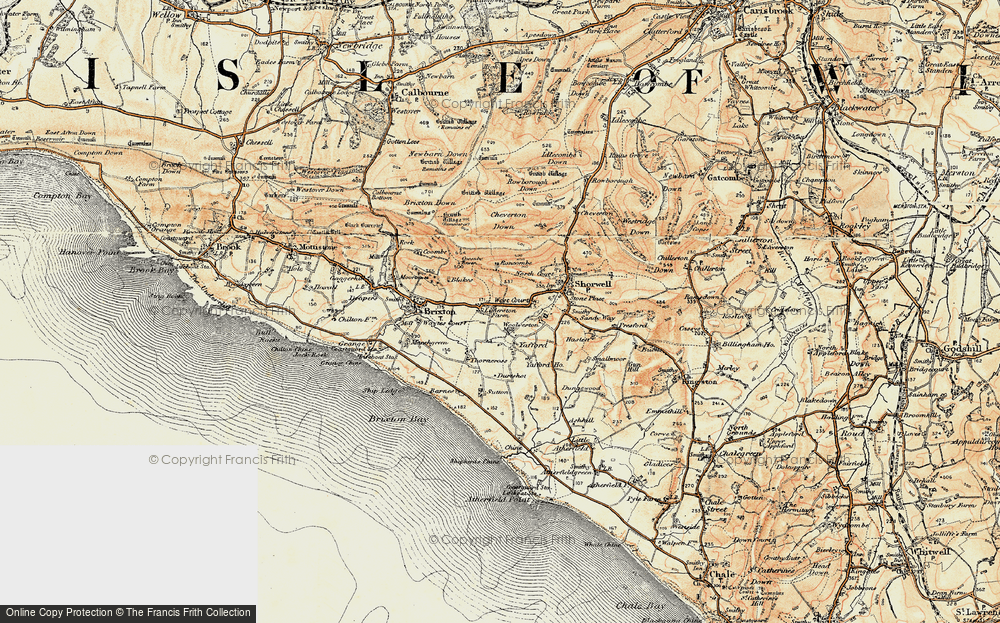 Old Map of Historic Map covering Limerstone Down in 1899-1909
