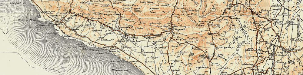 Old map of Limerstone Down in 1899-1909