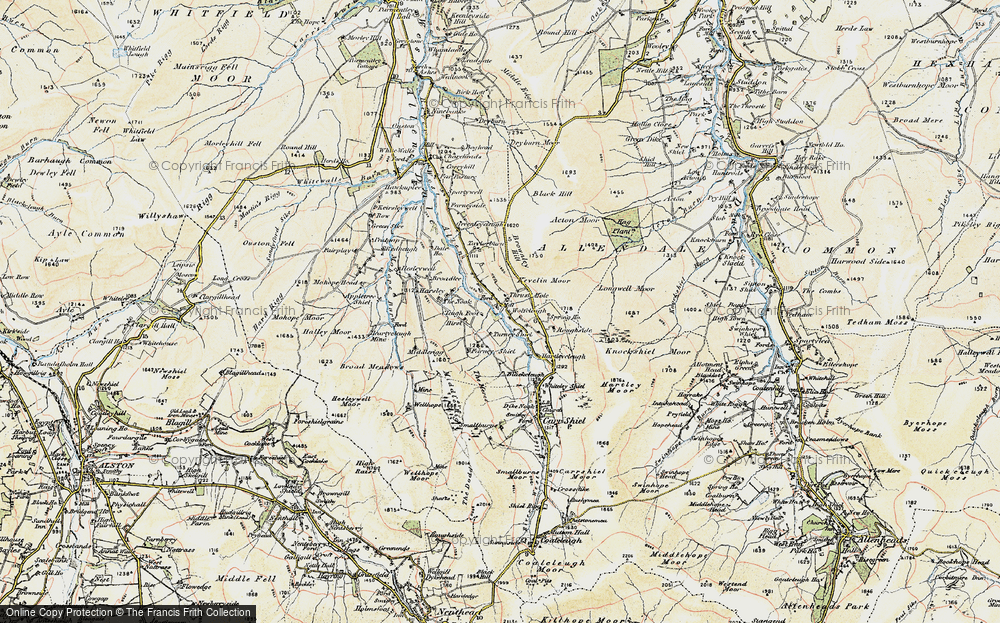 Old Map of Historic Map covering Acton Moor in 1901-1904