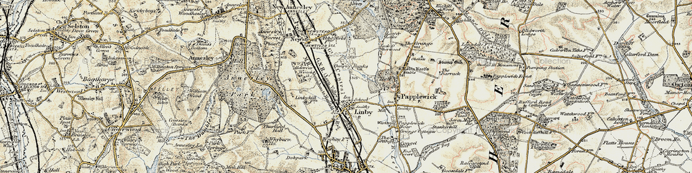 Old map of Linby in 1902