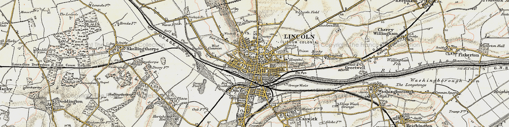 Old map of Lincoln in 1902-1903
