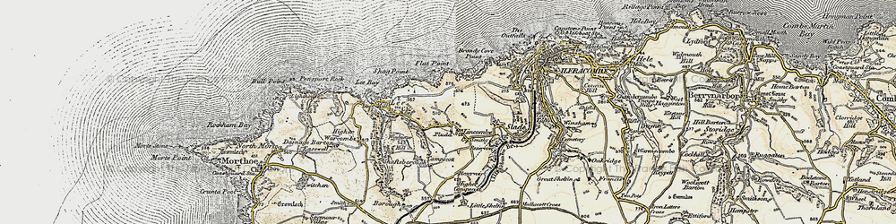 Old map of Lincombe in 1900