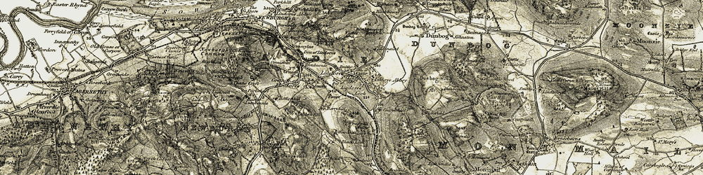 Old map of Lindores in 1906-1908