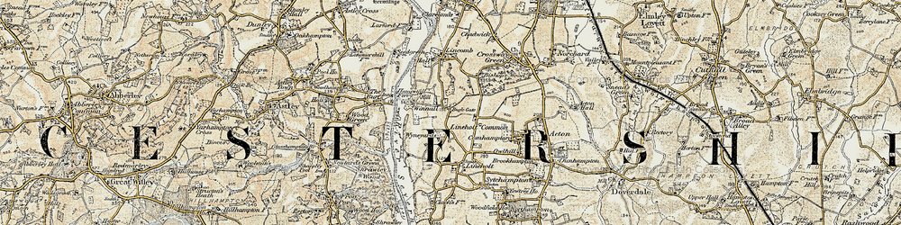 Old map of Lineholt Common in 1901-1902