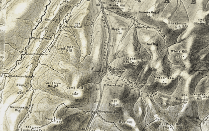 Old map of Linhope Burn in 1901-1904