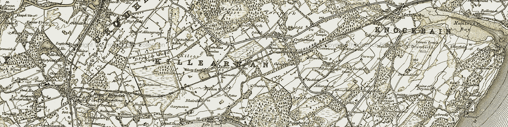 Old map of Linnie in 1911-1912