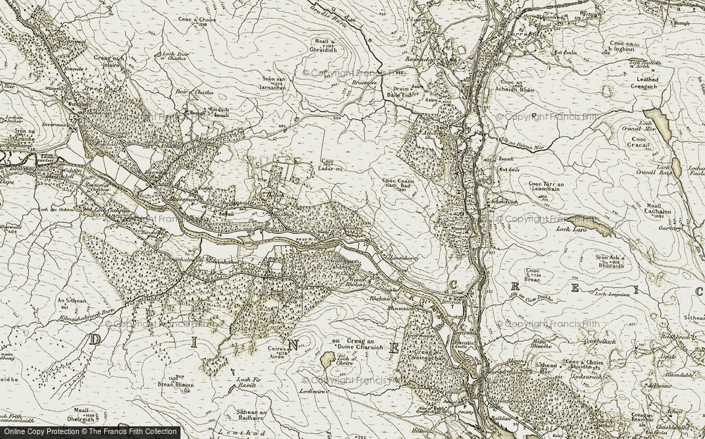 Old Map of Historic Map covering Achany in 1910-1912