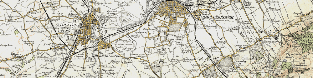 Old map of Linthorpe in 1903-1904