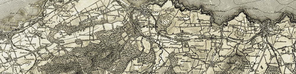Old map of Tochieneal in 1910