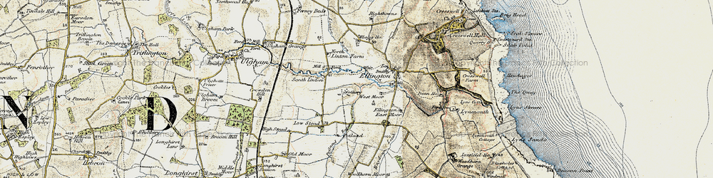Old map of Linton Burn in 1901-1903