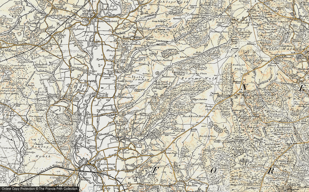 Old Map of Historic Map covering Buckherd Bottom in 1897-1909