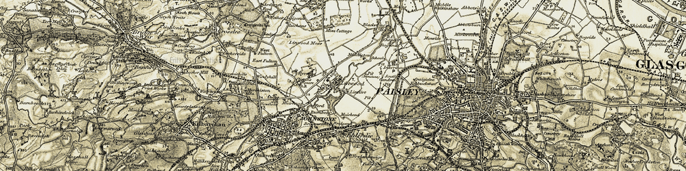 Old map of Linwood Moss in 1905-1906