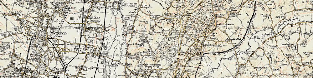 Old map of Lippitts Hill in 1897-1898