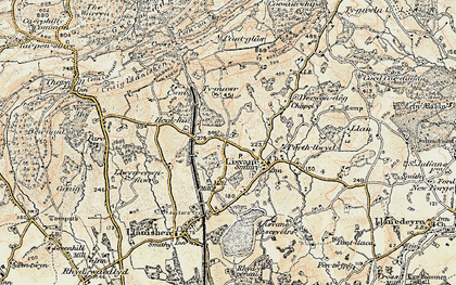 Old map of Lisvane in 1899-1900
