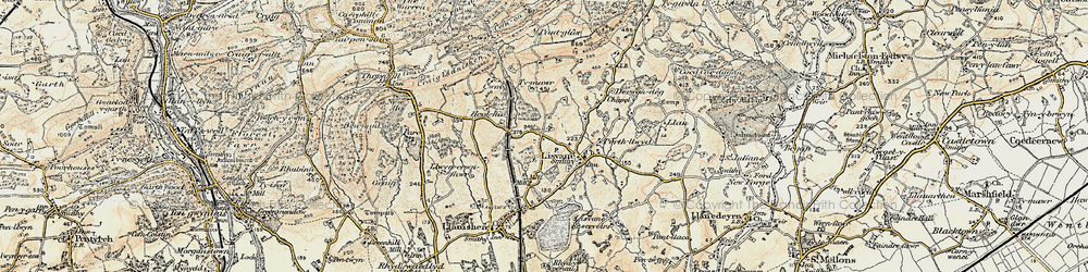Old map of Lisvane in 1899-1900