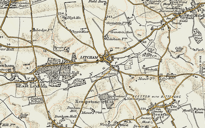Old map of Litcham in 1901-1902