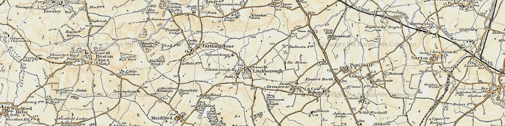 Old map of Litchborough in 1898-1901