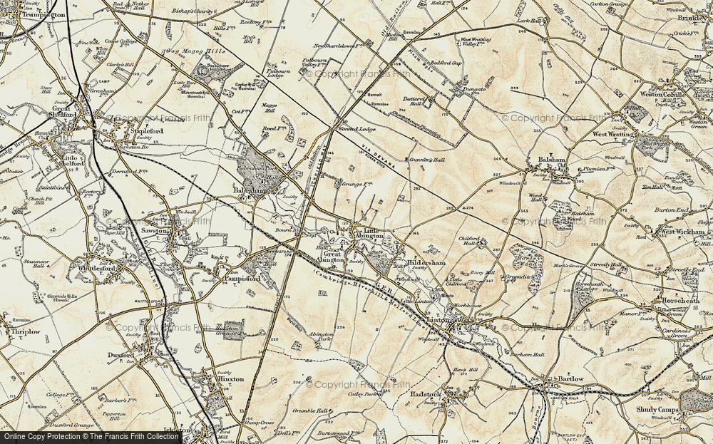 Old Map of Historic Map covering Bourn Br in 1899-1901