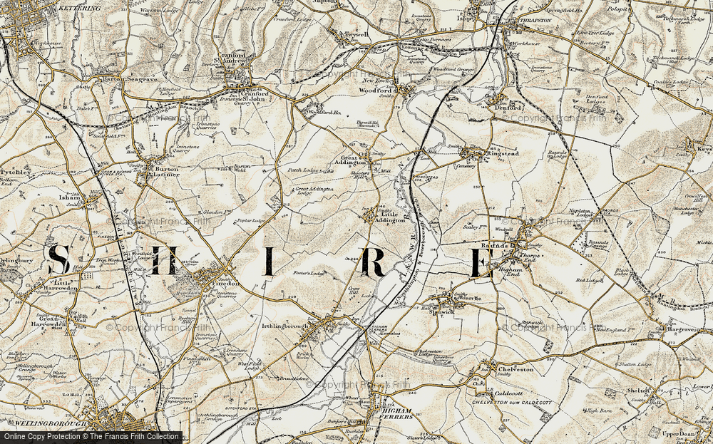 Old Map of Little Addington, 1901 in 1901