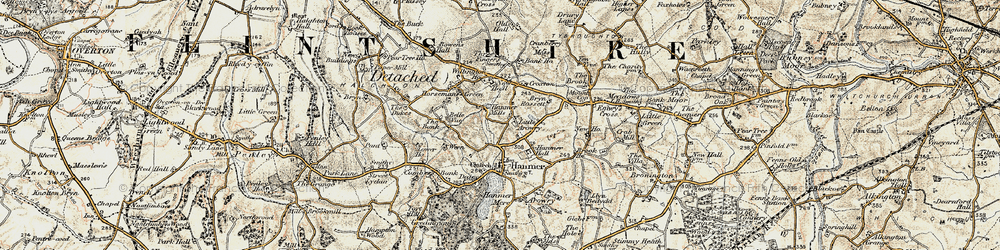 Old map of Bryn Rossett in 1902