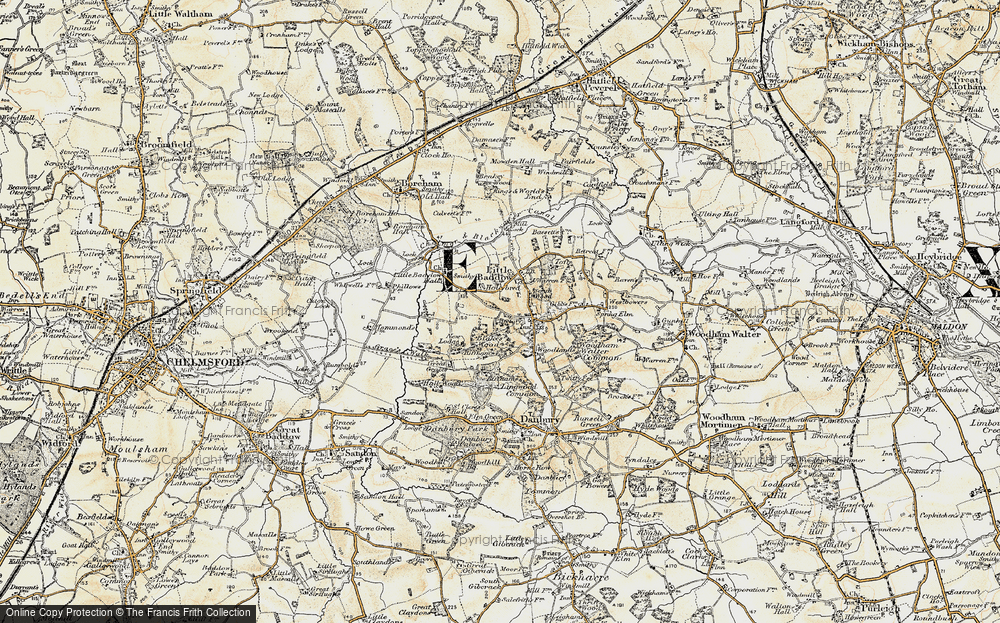 Old Map of Little Baddow, 1898 in 1898