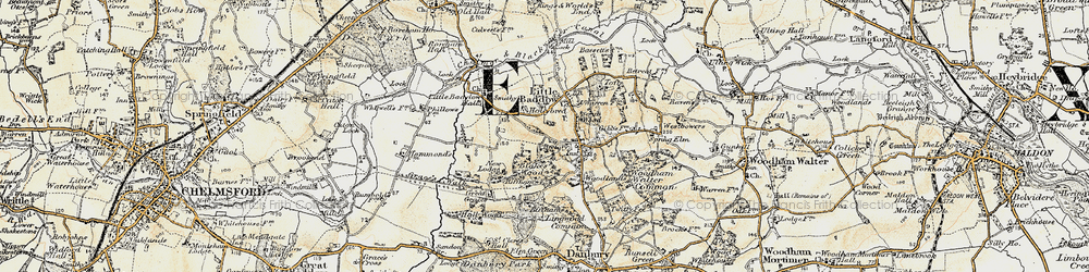 Old map of Little Baddow in 1898