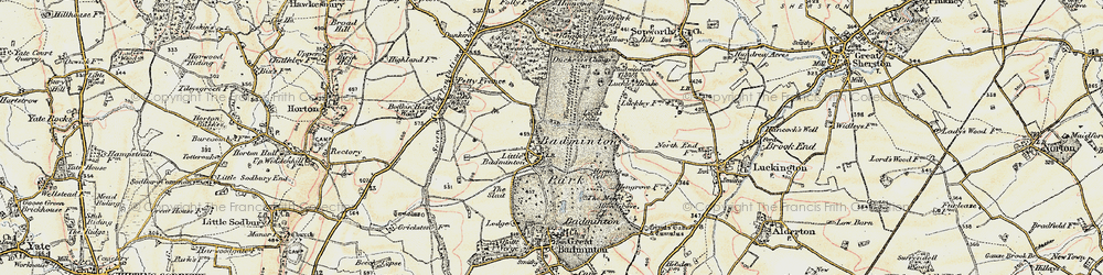 Old map of Badminton Down in 1898-1899