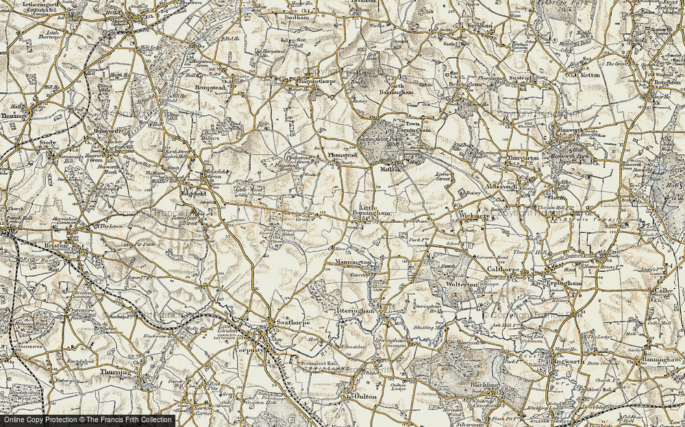 Old Map of Little Barningham, 1901-1902 in 1901-1902