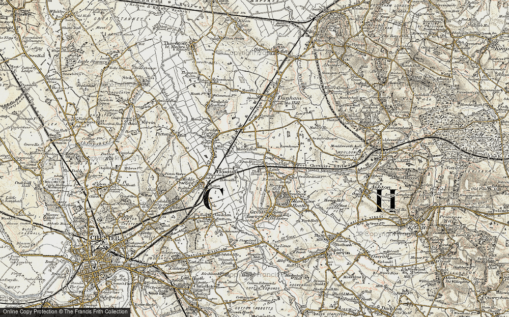 Old Map of Historic Map covering Barrow Hill in 1902-1903